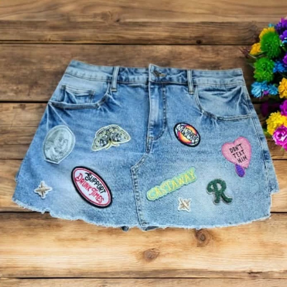 Fashion Nova Skort Stylish Patchwork Denim – Playful & Trendy